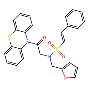 (E)-N-(furan-2-ylmethyl)-N-(2-oxo-2-phenothiazin-10-ylethyl)-2-phenylethenesulfonamide structure