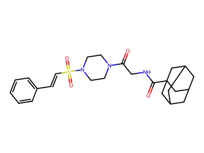 N-[2-oxo-2-[4-(2-phenylethenylsulfonyl)piperazin-1-yl]ethyl]adamantane-1-carboxamide structure