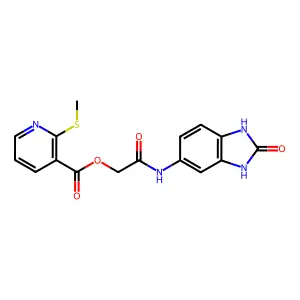 [(2-oxo-2,3-dihydro-1H-1,3-benzodiazol-5-yl)carbamoyl]methyl 2-(methylsulfanyl)pyridine-3-carboxylate structure