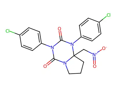 1,3-bis(4-chlorophenyl)-8a-nitromethyltetrahydropyrrolo[1,2-a][1,3,5]triazine-2,4-dione structure