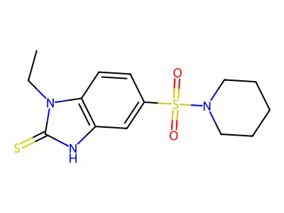 1-ethyl-5-(piperidine-1-sulfonyl)-1H-1,3-benzodiazole-2-thiol structure