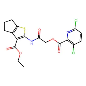 {[3-(ethoxycarbonyl)-4H,5H,6H-cyclopenta[b]thiophen-2-yl]carbamoyl}methyl 3,6-dichloropyridine-2-carboxylate structure