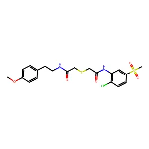 2-[2-(2-chloro-5-methylsulfonylanilino)-2-oxoethyl]sulfanyl-N-[2-(4-methoxyphenyl)ethyl]acetamide structure