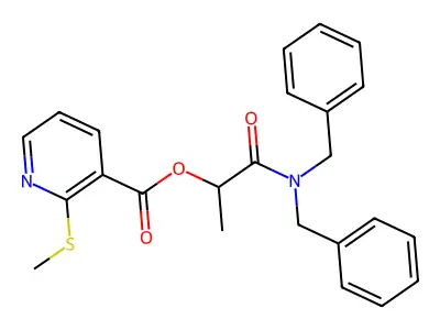 1-(Dibenzylamino)-1-oxopropan-2-yl 2-(methylthio)nicotinate structure