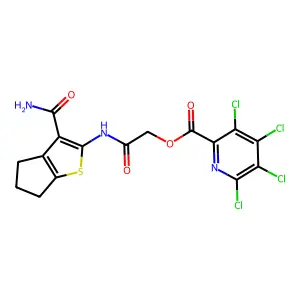({3-carbamoyl-4H,5H,6H-cyclopenta[b]thiophen-2-yl}carbamoyl)methyl 3,4,5,6-tetrachloropyridine-2-carboxylate structure
