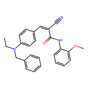 (E)-3-[4-[benzyl(ethyl)amino]phenyl]-2-cyano-N-(2-methoxyphenyl)prop-2-enamide structure