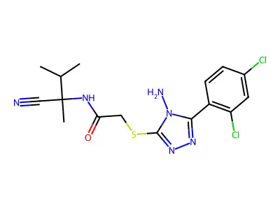 2-{[4-amino-5-(2,4-dichlorophenyl)-4H-1,2,4-triazol-3-yl]sulfanyl}-N-(1-cyano-1,2-dimethylpropyl)acetamide structure