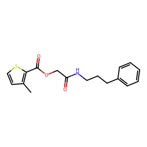 [2-Oxo-2-(3-phenylpropylamino)ethyl] 3-methylthiophene-2-carboxylate structure