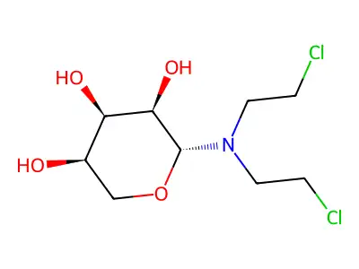Ribopyranose, 1-deoxy-1-(bis(2-chloroethyl)amino)-, beta-D- structure