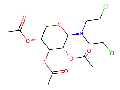 Ribopyranose, 1-deoxy-1-(bis(2-chloroethyl)amino)-2,3,4-O-tetraacetyl-, beta-D- structure