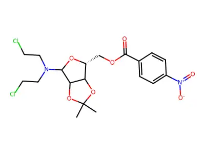 (Bis(chloro-2 ethyl)amino)-1-desoxy-1-O-isopropylidene-2,3 o-p-nitro benzoyl-5-D-ribofurannose structure