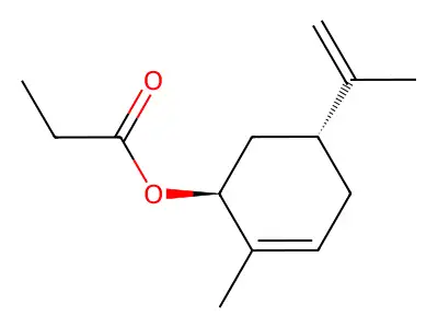 2-Cyclohexen-1-ol, 2-methyl-5-(1-methylethenyl)-, 1-propanoate, (1S,5R)- structure