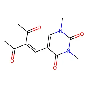 5-(2-Acetyl-3-oxobut-1-enyl)-1,3-dimethylpyrimidine-2,4-dione structure