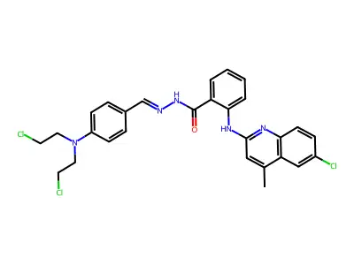 BENZOIC ACID,2-[(6-CHLORO-4-METHYL-2-QUINOLINYL)AMINO]-,2-[[4-[BIS(2-CHLOROETHYL)AMINO]PHENYL]METHYLENE]HYDRAZIDE structure