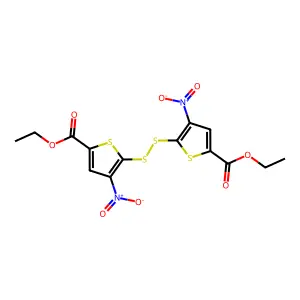 Diethyl 5,5'-disulfanediylbis(4-nitrothiophene-2-carboxylate) structure