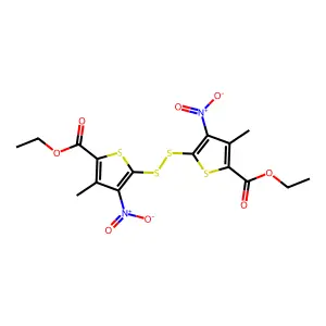 2-Thiophenecarboxylic acid, 5,5'-dithiobis(3-methyl-4-nitro-, diethyl ester structure