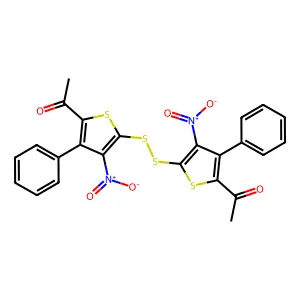 1,1'-[Disulfanediylbis(4-nitro-3-phenylthiene-5,2-diyl)]di(ethan-1-one) structure