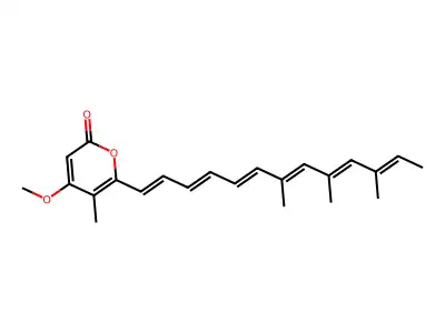 4-Methoxy-5-methyl-6-(7,9,11-trimethyltrideca-1,3,5,7,9,11-hexaenyl)pyran-2-one structure