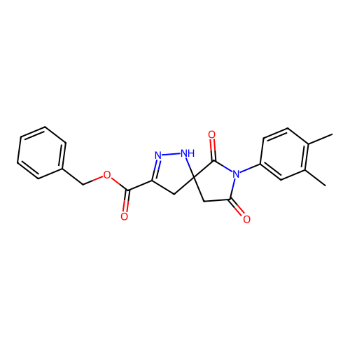 benzyl 7-(3,4-dimethylphenyl)-6,8-dioxo-1,2,7-triazaspiro[4.4]non-2-ene-3-carboxylate structure