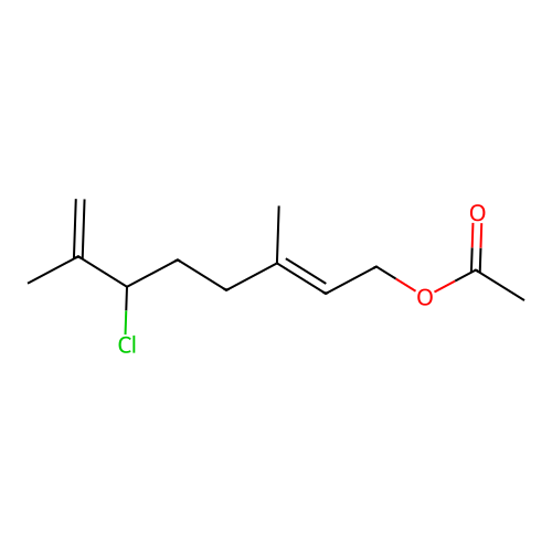 6-Chloro-3,7-dimethyl-2,7-octadienyl acetate structure