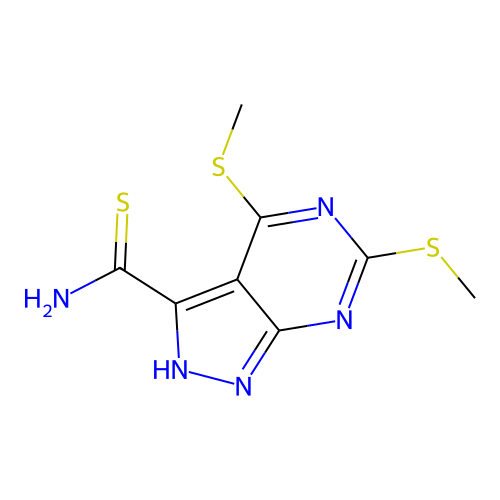 3-Thiocarbamoyl-4,6-dimethylmercaptopyrazolo[3,4-d]pyrimidine structure