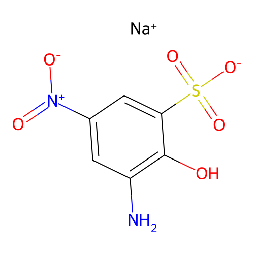 Sodium 3-amino-2-hydroxy-5-nitrobenzenesulphonate structure