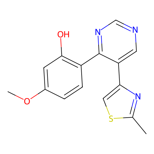 5-Methoxy-2-(5-(2-methylthiazol-4-yl)pyrimidin-4-yl)phenol structure