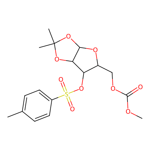 5-O-Carbomethoxy-1,2-O-isopropylidene-3-O-P-toluenesulfonyl-A-D-xylofuranose structure