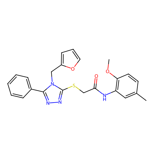 2-((4-(furan-2-ylmethyl)-5-phenyl-4H-1,2,4-triazol-3-yl)thio)-N-(2-methoxy-5-methylphenyl)acetamide structure