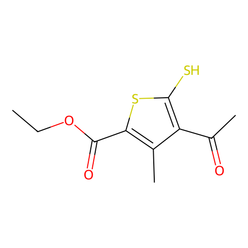 Ethyl 4-acetyl-3-methyl-5-sulfanylthiophene-2-carboxylate structure