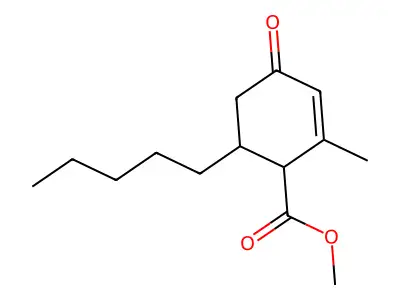 Methyl 2-methyl-4-oxo-6-pentylcyclohex-2-ene-1-carboxylate structure