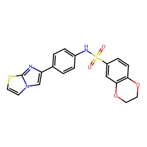 N-(4-{imidazo[2,1-b][1,3]thiazol-6-yl}phenyl)-2,3-dihydro-1,4-benzodioxine-6-sulfonamide structure