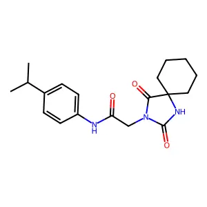 2-(2,4-dioxo-1,3-diazaspiro[4.5]dec-3-yl)-N-(4-isopropylphenyl)acetamide structure