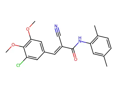 (E)-3-(3-chloro-4,5-dimethoxyphenyl)-2-cyano-N-(2,5-dimethylphenyl)prop-2-enamide structure
