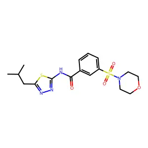 N-[5-(2-methylpropyl)-1,3,4-thiadiazol-2-yl]-3-morpholin-4-ylsulfonylbenzamide structure