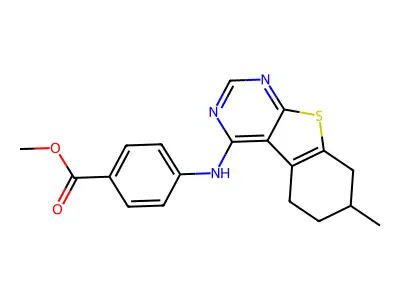 methyl 4-[(7-methyl-5,6,7,8-tetrahydro[1]benzothieno[2,3-d]pyrimidin-4-yl)amino]benzoate structure