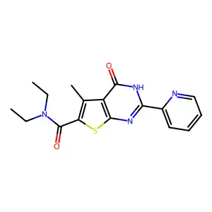 N,N-diethyl-5-methyl-4-oxo-2-pyridin-2-yl-3H-thieno[2,3-d]pyrimidine-6-carboxamide structure