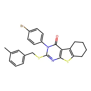 3-(4-bromophenyl)-2-[(3-methylbenzyl)sulfanyl]-5,6,7,8-tetrahydro[1]benzothieno[2,3-d]pyrimidin-4(3H)-one structure