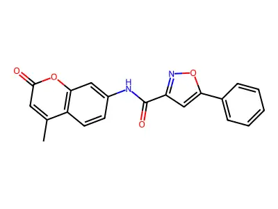 N-(4-methyl-2-oxochromen-7-yl)-5-phenyl-1,2-oxazole-3-carboxamide structure