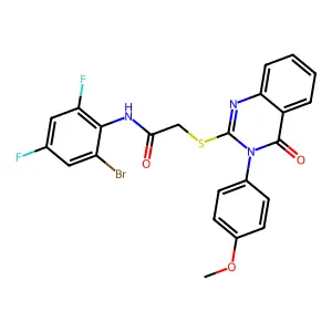 N-(2-bromo-4,6-difluorophenyl)-2-{[3-(4-methoxyphenyl)-4-oxo-3,4-dihydroquinazolin-2-yl]sulfanyl}acetamide structure