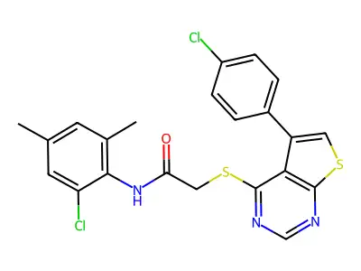N-(2-chloro-4,6-dimethylphenyl)-2-{[5-(4-chlorophenyl)thieno[2,3-d]pyrimidin-4-yl]sulfanyl}acetamide structure