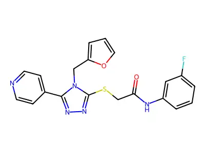 N-(3-fluorophenyl)-2-{[4-(furan-2-ylmethyl)-5-(pyridin-4-yl)-4H-1,2,4-triazol-3-yl]sulfanyl}acetamide structure