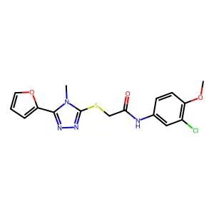 N-(3-chloro-4-methoxyphenyl)-2-{[5-(furan-2-yl)-4-methyl-4H-1,2,4-triazol-3-yl]sulfanyl}acetamide structure