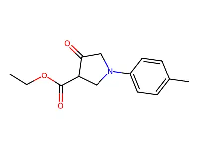 Ethyl 1-(4-methylphenyl)-4-oxo-3-pyrrolidinecarboxylate structure