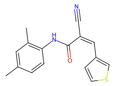2-cyano-N-(2,4-dimethylphenyl)-3-(thiophen-3-yl)prop-2-enamide structure