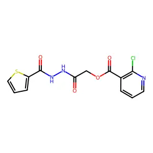[2-oxo-2-[2-(thiophene-2-carbonyl)hydrazinyl]ethyl] 2-chloropyridine-3-carboxylate structure