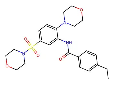 4-ethyl-N-(2-morpholin-4-yl-5-morpholin-4-ylsulfonylphenyl)benzamide structure