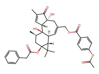 12-Deoxyphorbol-13-phenylacetate-20-(4-acetoxybenzoate) structure