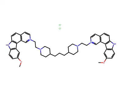 7H-Pyrido(4,3-c)carbazolium, 2,2'-(1,3-propanediylbis(4,1-piperidinediyl-2,1-ethanediyl))bis(10-methoxy-, dichloride structure