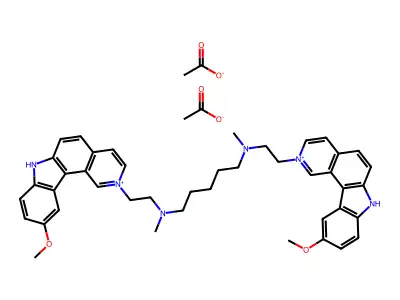 7H-Pyrido(4,3-c)carbazolium, 2,2'-(1,5-pentanediybis((methylimino)-2,1-ethanediyl))bis(10-methoxy-, diacetate structure